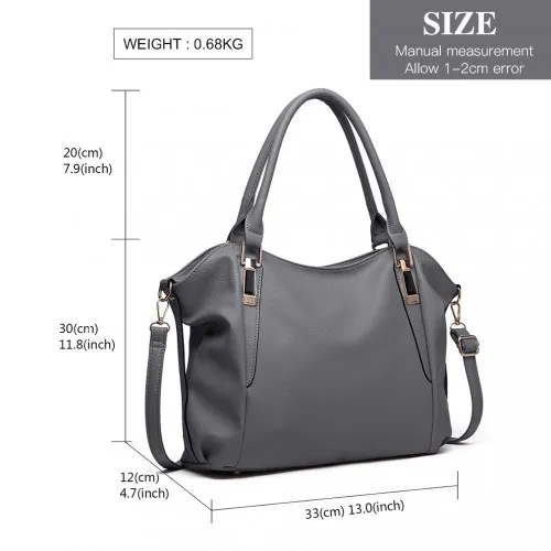 Miss Lulu Soft Leather Elegant Simple Shoulder Bag - Dark Grey | Stylish & Versatile Handbag