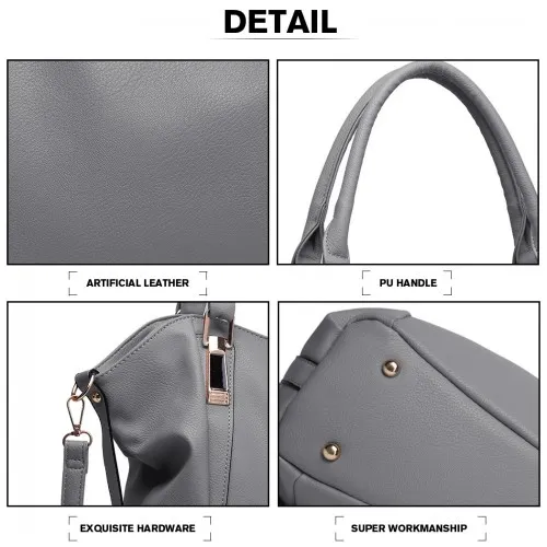 Miss Lulu Soft Leather Elegant Simple Shoulder Bag - Dark Grey | Stylish & Versatile Handbag