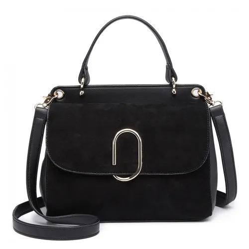 Miss Lulu Stylish Ladies Leather Handbag Shoulder Bag Black - LB6871 – Elegant & Functional