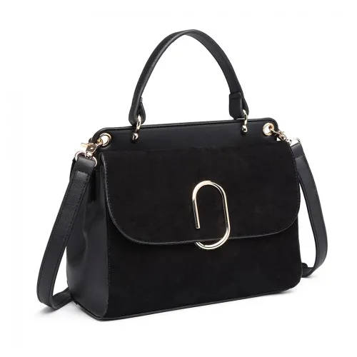 Miss Lulu Stylish Ladies Leather Handbag Shoulder Bag Black - LB6871 – Elegant & Functional