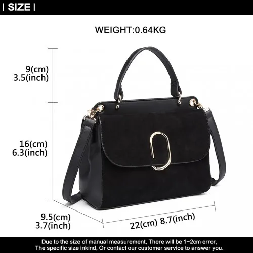 Miss Lulu Stylish Ladies Leather Handbag Shoulder Bag Black - LB6871 – Elegant & Functional