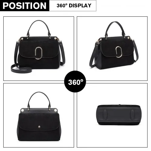 Miss Lulu Stylish Ladies Leather Handbag Shoulder Bag Black - LB6871 – Elegant & Functional