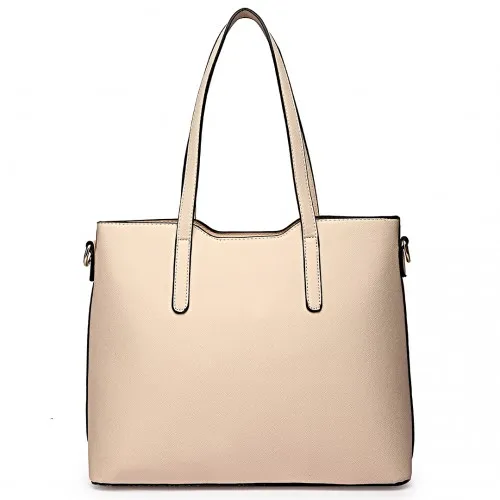 Miss Lulu Three Piece Tote Shoulder Bag And Clutch - Beige | Stylish & Versatile Bag Set