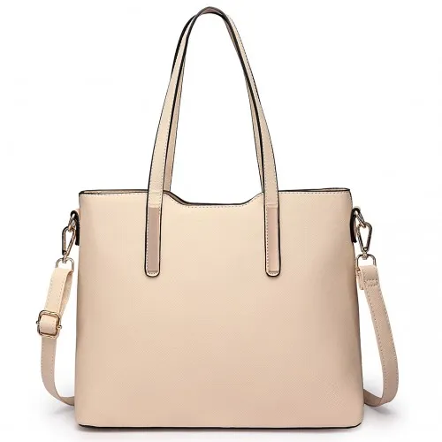 Miss Lulu Three Piece Tote Shoulder Bag And Clutch - Beige | Stylish & Versatile Bag Set