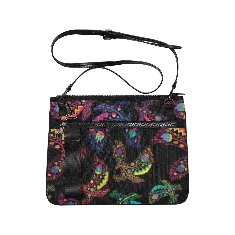 Neon Floral Eagles Slim Clutch Bag