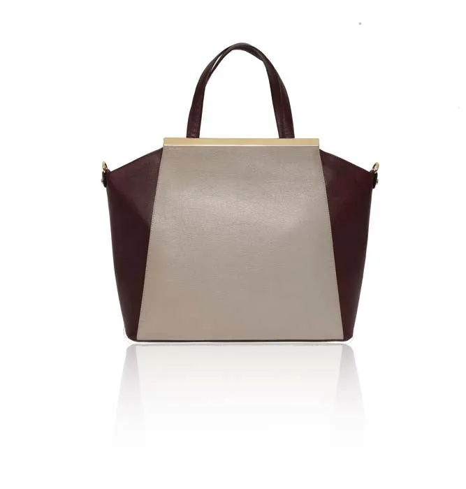 Nude & Burgundy Sharon Tote