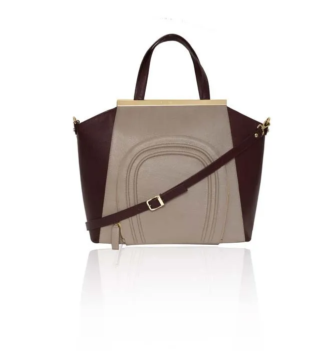 Nude & Burgundy Sharon Tote