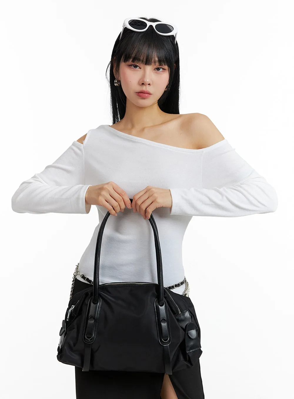 Nylon Zipper Shoulder Bag IF402