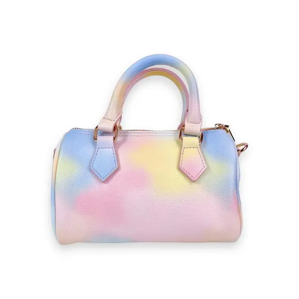 Pearl Studs Multi Color Leather Barrel Bag