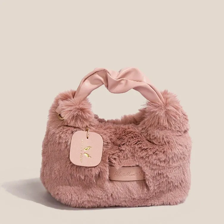 Plush Tote Bag - Versatile Crossbody Wool Bag