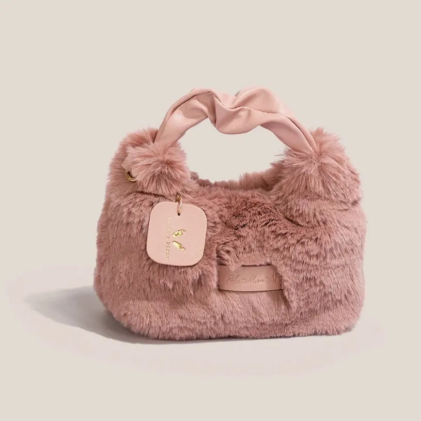 Plush Tote Bag - Versatile Crossbody Wool Bag