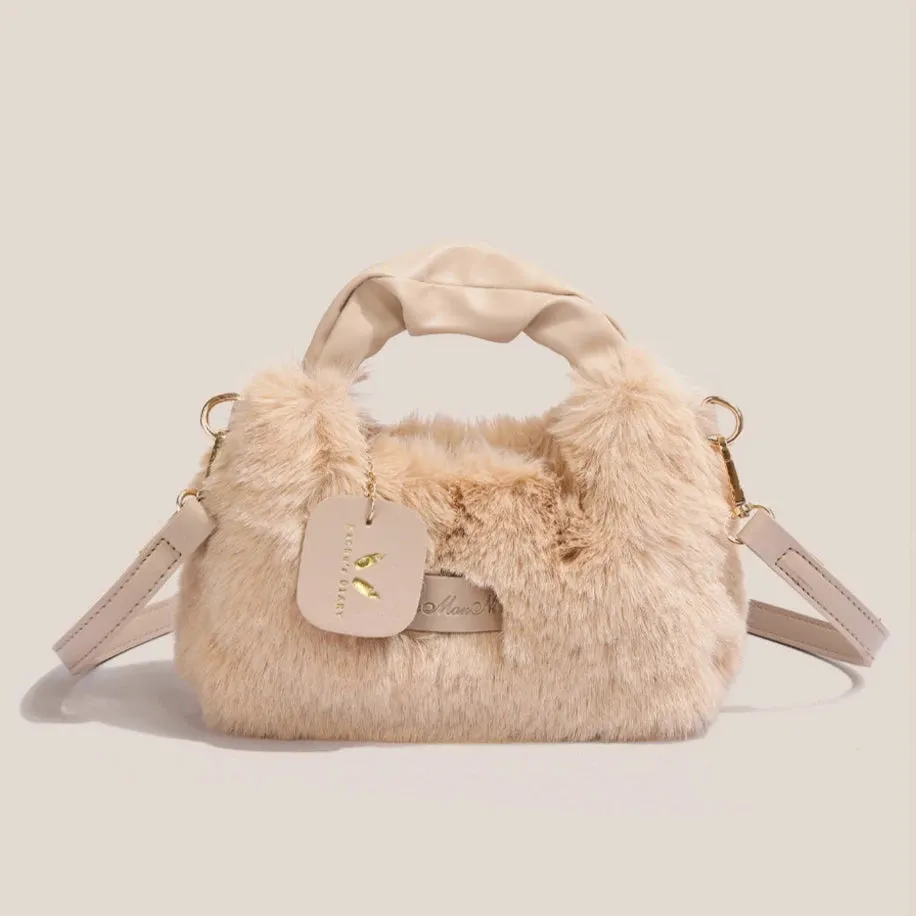 Plush Tote Bag - Versatile Crossbody Wool Bag