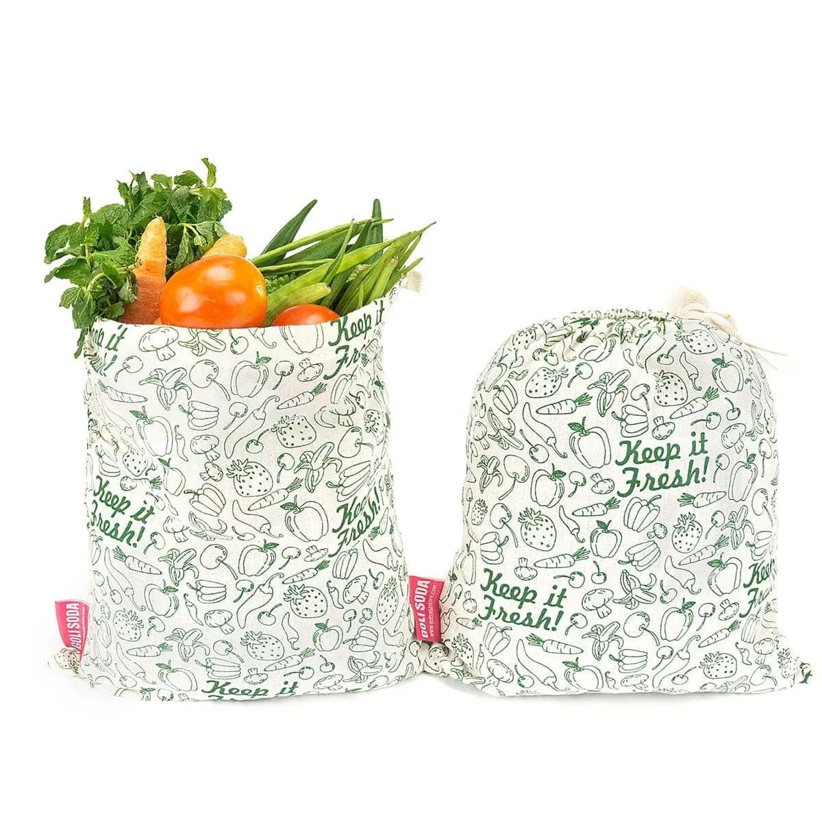 Reusable Cotton Keep it Fresh- Set of 2 Small & 2 Big - for Veggies, Roti, Sprouting & Paneer