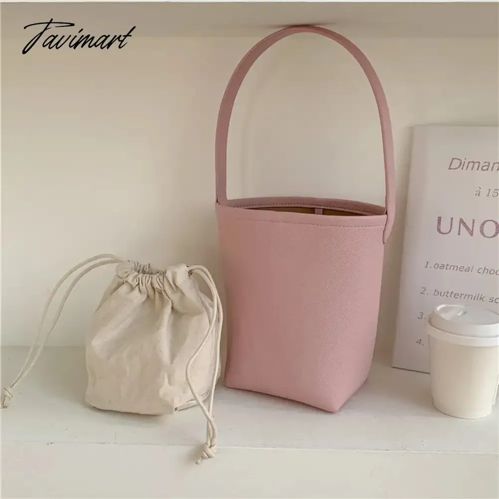 TAVIMART  New Popular Trendy Bucket Bags for Women 2024 Solid All Match PU Shoulder Bag Fashion Office Lady Autumn Underarm Bag