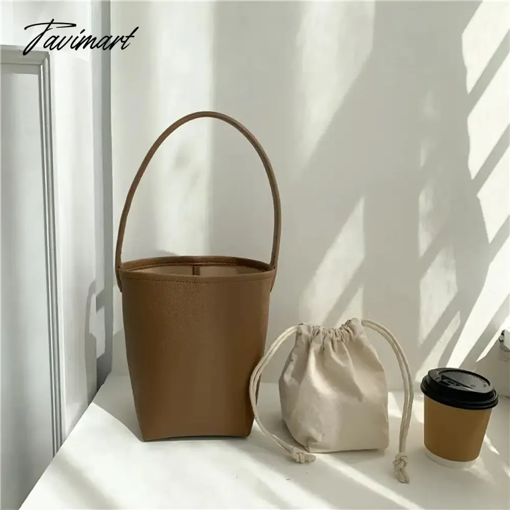 TAVIMART  New Popular Trendy Bucket Bags for Women 2024 Solid All Match PU Shoulder Bag Fashion Office Lady Autumn Underarm Bag