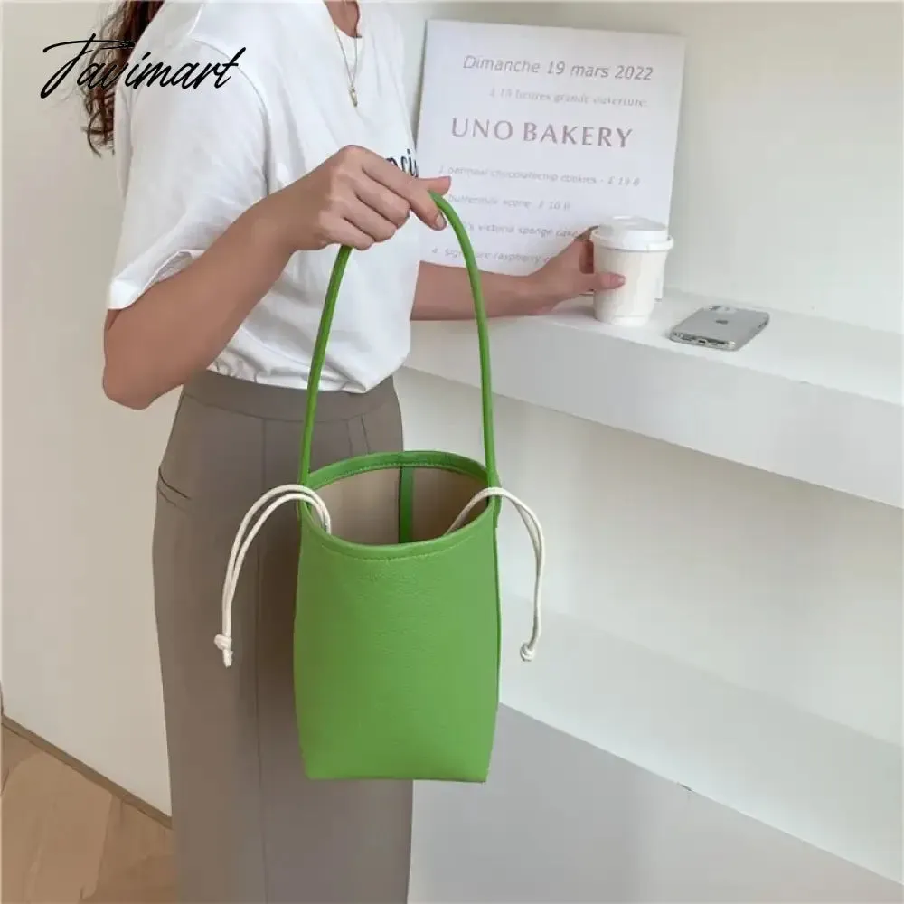 TAVIMART  New Popular Trendy Bucket Bags for Women 2024 Solid All Match PU Shoulder Bag Fashion Office Lady Autumn Underarm Bag