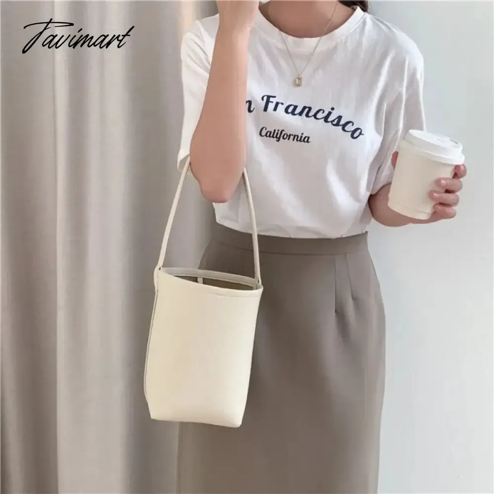 TAVIMART  New Popular Trendy Bucket Bags for Women 2024 Solid All Match PU Shoulder Bag Fashion Office Lady Autumn Underarm Bag