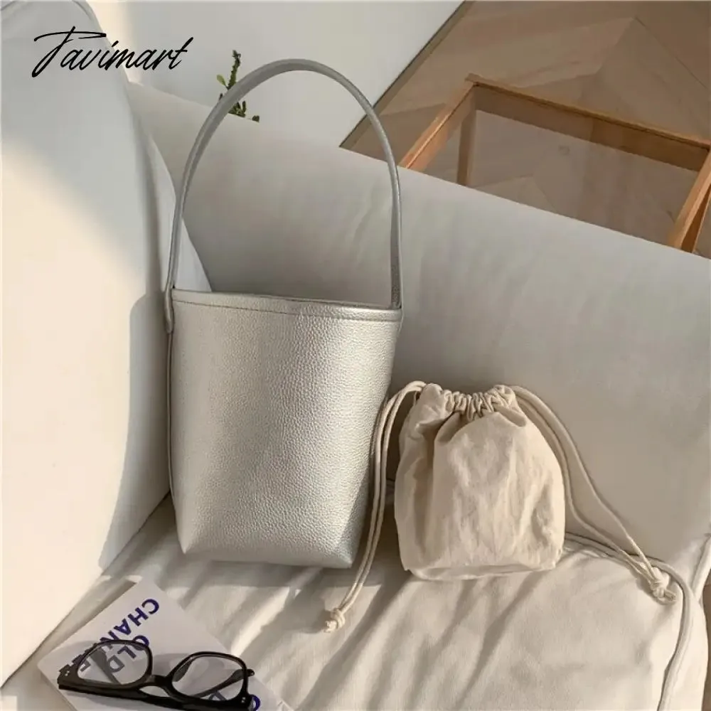 TAVIMART  New Popular Trendy Bucket Bags for Women 2024 Solid All Match PU Shoulder Bag Fashion Office Lady Autumn Underarm Bag