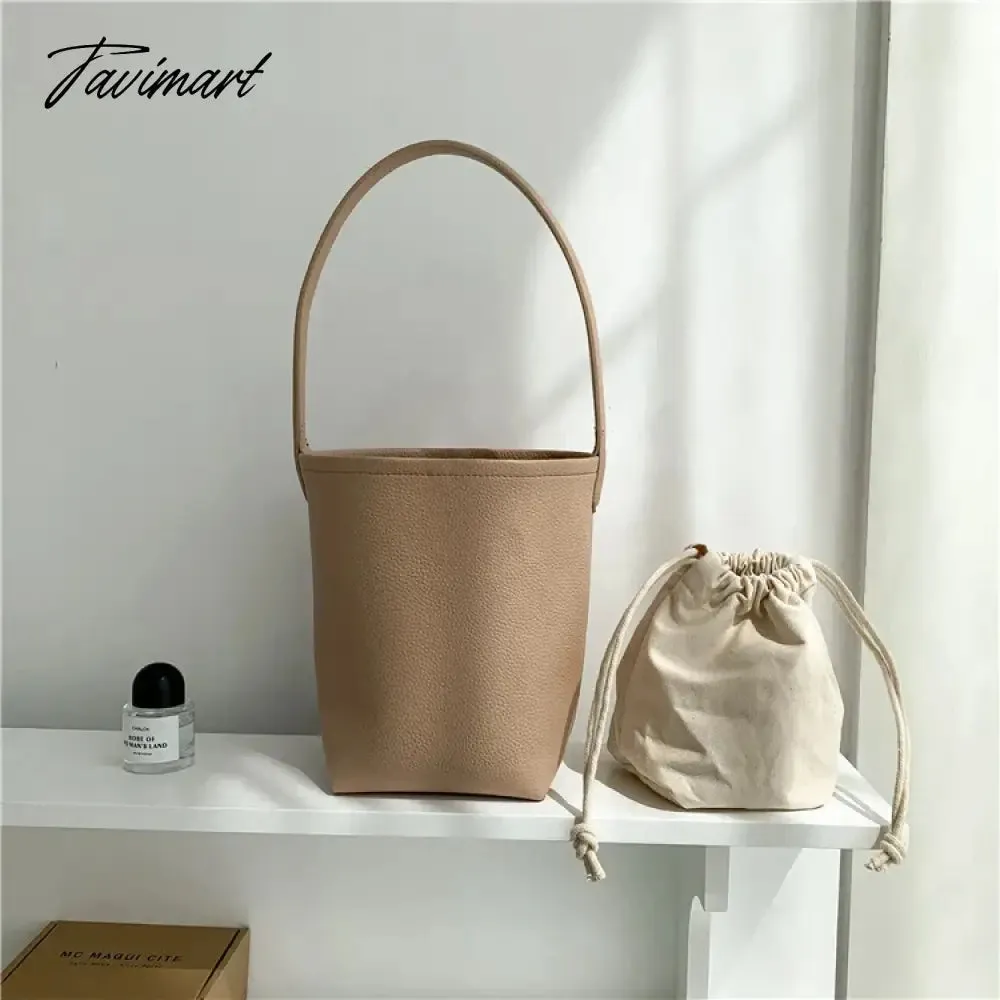 TAVIMART  New Popular Trendy Bucket Bags for Women 2024 Solid All Match PU Shoulder Bag Fashion Office Lady Autumn Underarm Bag