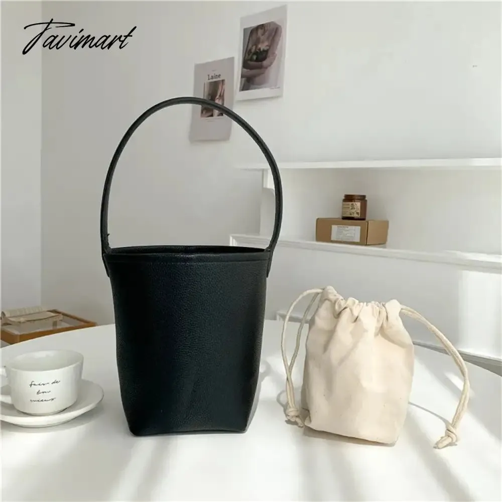 TAVIMART  New Popular Trendy Bucket Bags for Women 2024 Solid All Match PU Shoulder Bag Fashion Office Lady Autumn Underarm Bag