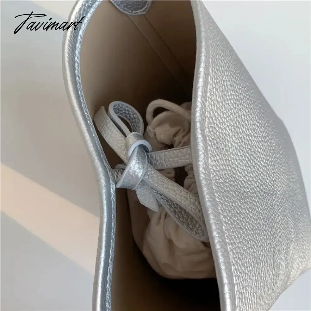 TAVIMART  New Popular Trendy Bucket Bags for Women 2024 Solid All Match PU Shoulder Bag Fashion Office Lady Autumn Underarm Bag