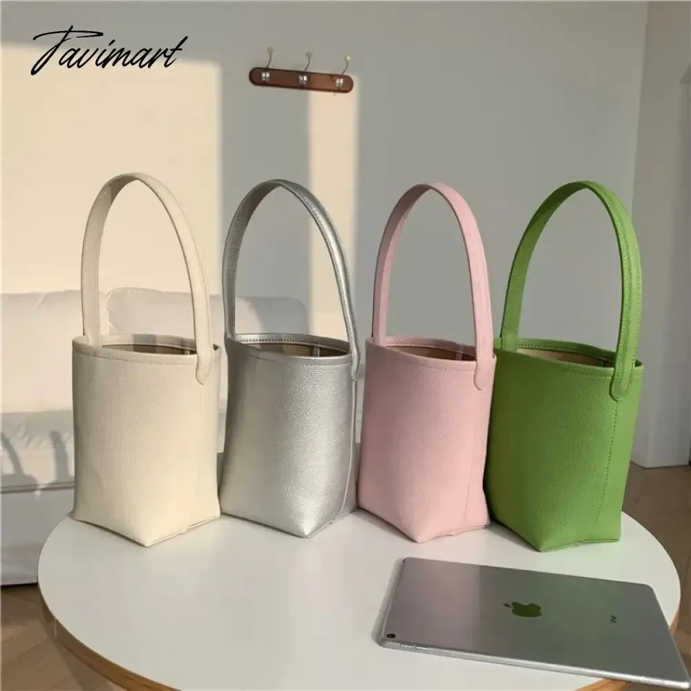 TAVIMART  New Popular Trendy Bucket Bags for Women 2024 Solid All Match PU Shoulder Bag Fashion Office Lady Autumn Underarm Bag