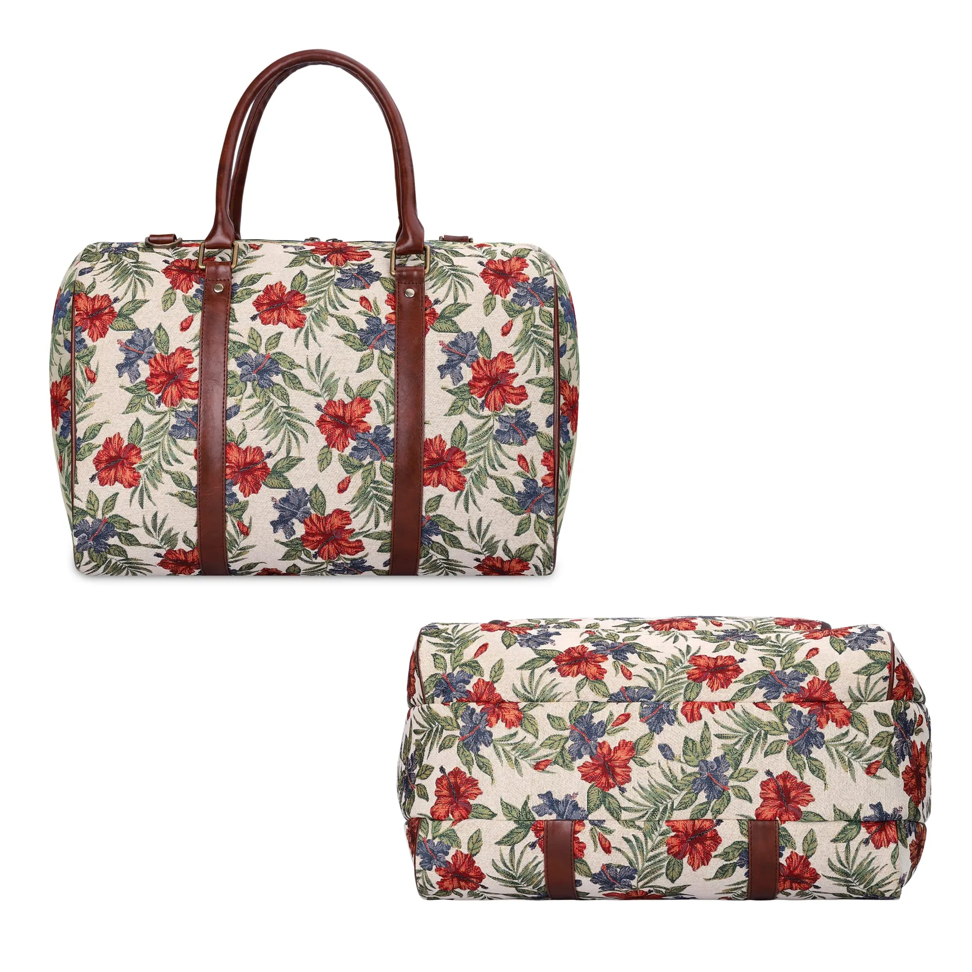 The Clownfish Oceania 28 litres Tapestry Unisex Business Travel Duffle Bag with 15.6 inch Laptop Sleeve (Maroon-Floral)