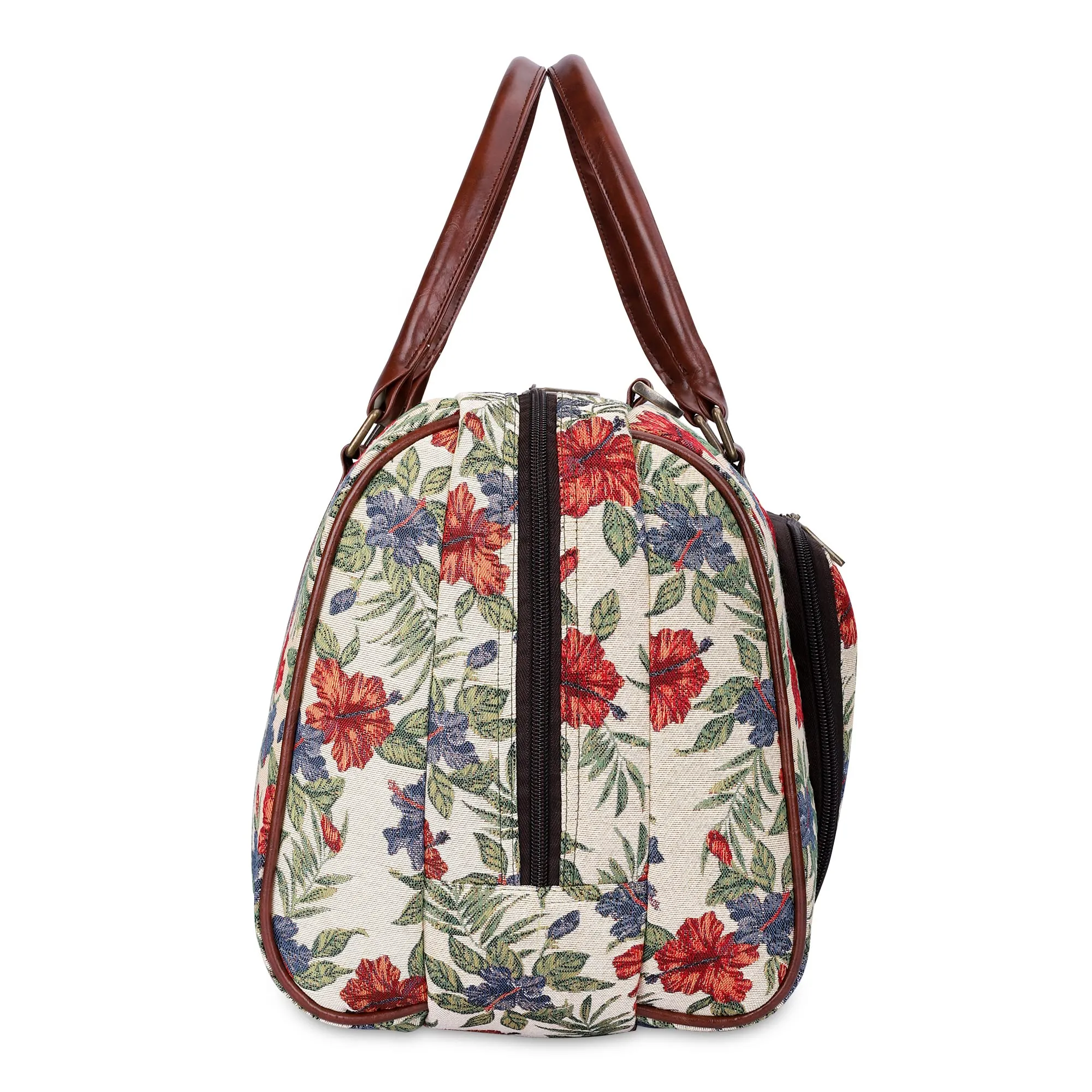 The Clownfish Oceania 28 litres Tapestry Unisex Business Travel Duffle Bag with 15.6 inch Laptop Sleeve (Maroon-Floral)