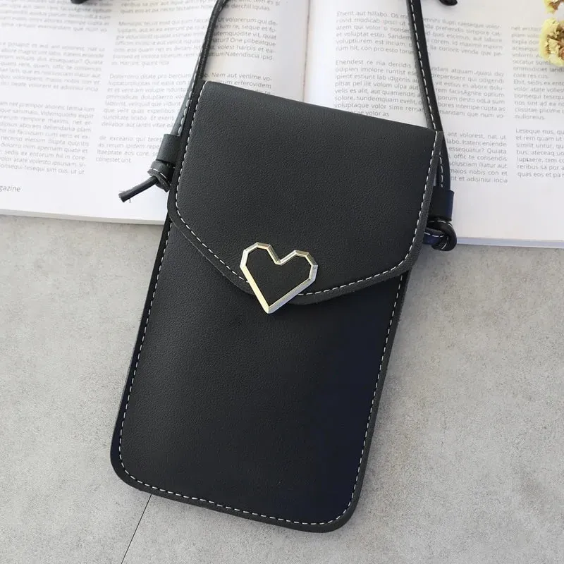 Touch Screen Smartphone Wallet with Leather Shoulder Strap