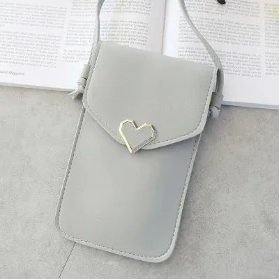 Touch Screen Smartphone Wallet with Leather Shoulder Strap