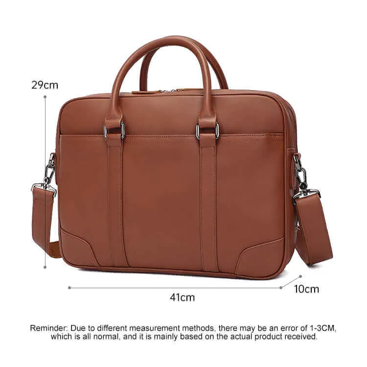 Vintage Style Leather Double Zip Business Laptop Bag